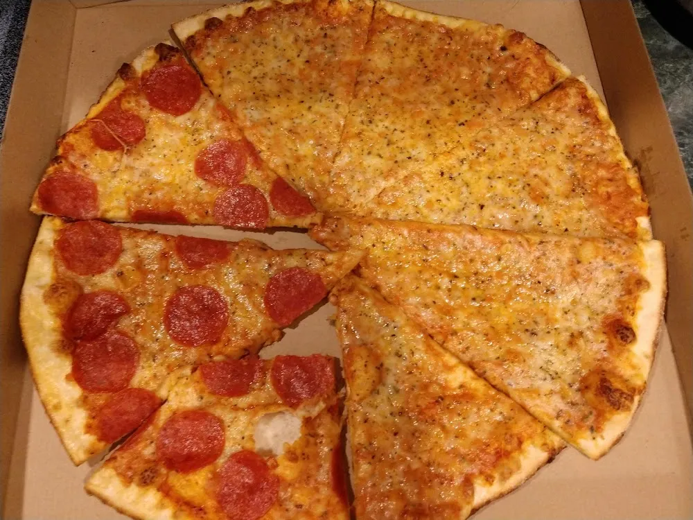 Half a Large Cheese Pizza and Half a Large Pepperoni