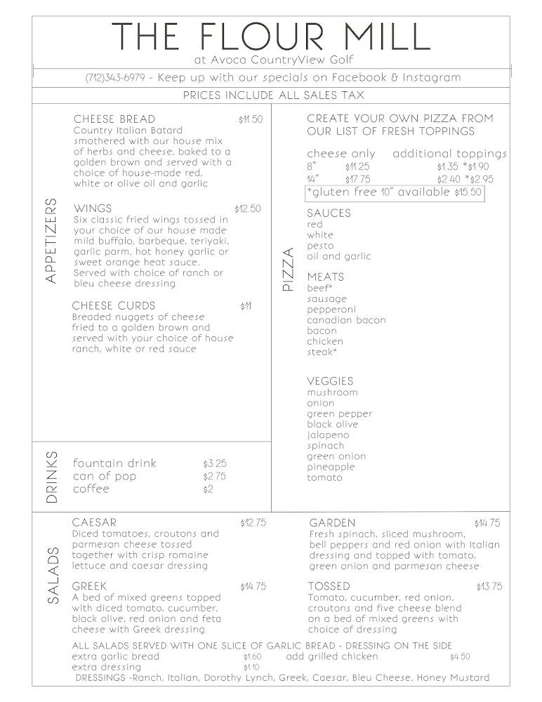 The Flour Mill - Avoca Menu image 2
